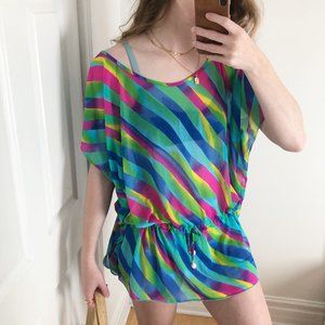 Vintage French West Indies Rainbow Swim Coverup